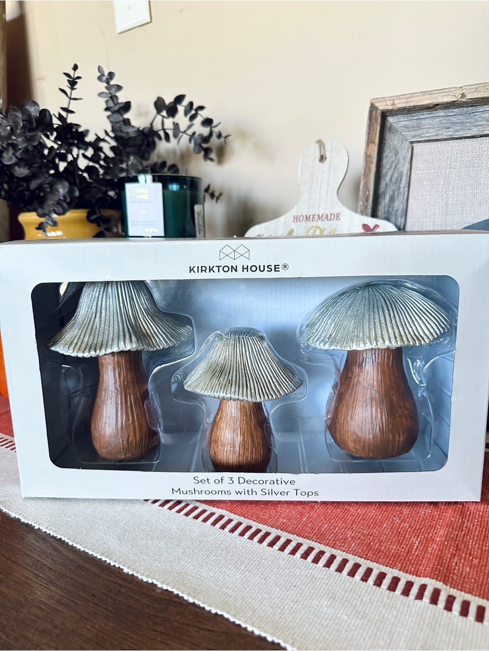 New in box Fall decorative mushrooms